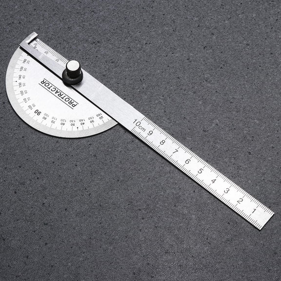 OULII 2Pcs Round Head Protractor Stainless Steel White Easy to Carry for Math and Drawing