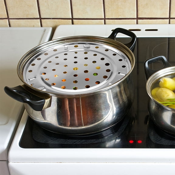 OULII 2Pcs Stainless Steel Steamer Rack Round Steam Tray for Pot Use on Gas and Induction Stoves
