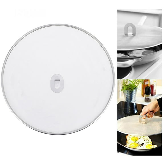 OULII 2Pcs Silver Metal Oil Splatter Guard with Food Grade Mesh for High Temperature Cooking Use