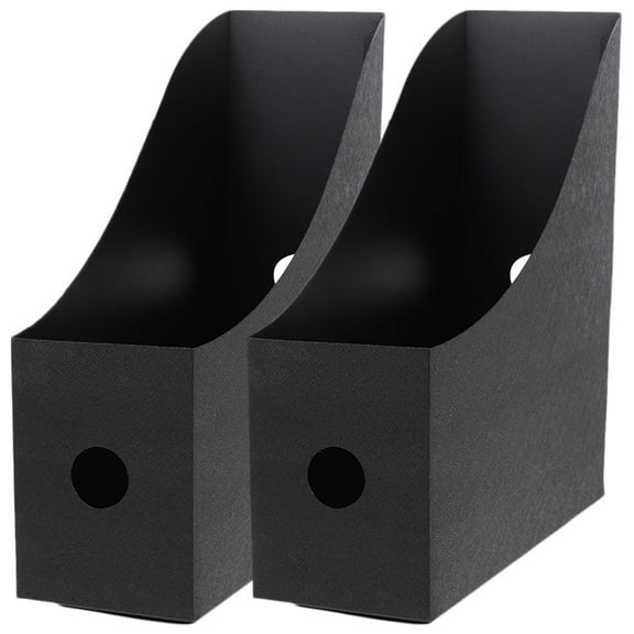 OULII 2Pcs Book Bins for Classroom Library Black Office Desktop Organizer File Holder