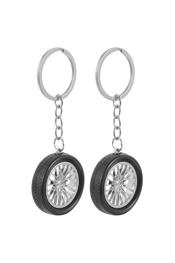 2Pcs Small Lightweight Tire Keychain Multi Color Car Key Chain Holder for Everyday Use