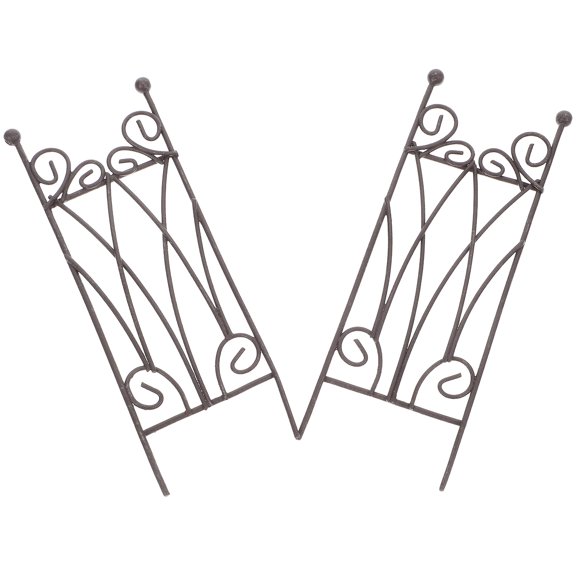 OULII 2Pcs Small Metal Plant Stand for Climbing Plants Easy Use Pot Trellis Light Brown Garden