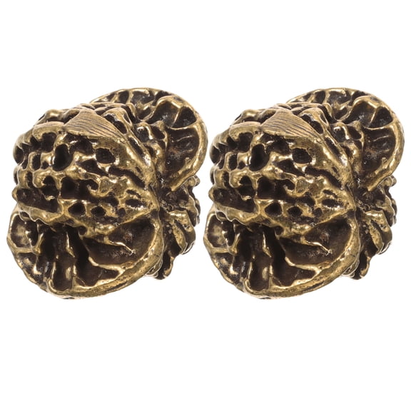 OULII 2Pcs Solid Brass Chinese Walnut Handballs Decorative Artware for Home Restaurant Or Shop