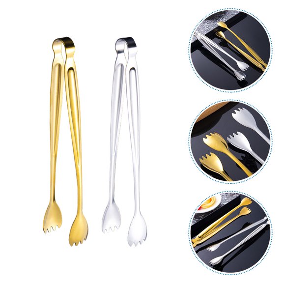 OULII 2-Pack Stainless Steel Buffet Tongs with , Self-Service Restaurant Kitchen Serving Tools