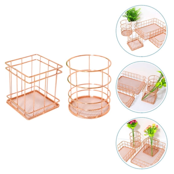 OULII 2PCS Nordic Iron Baskets Golden Storage for Room Decoration Back to School