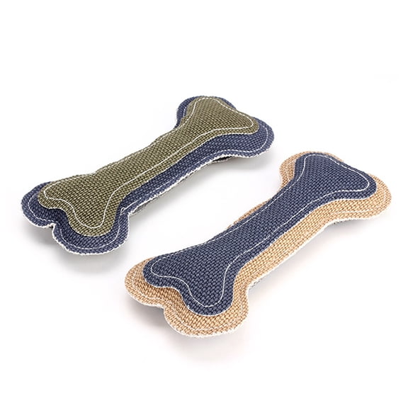 OULII 2Pcs Bone Shape Chew Toy for Small Dog Wool Assorted Color