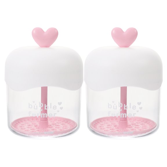 OULII 2Pcs Transparent Pink Manual Foam Maker for Face with Quick Foam and Cute Heart Shape