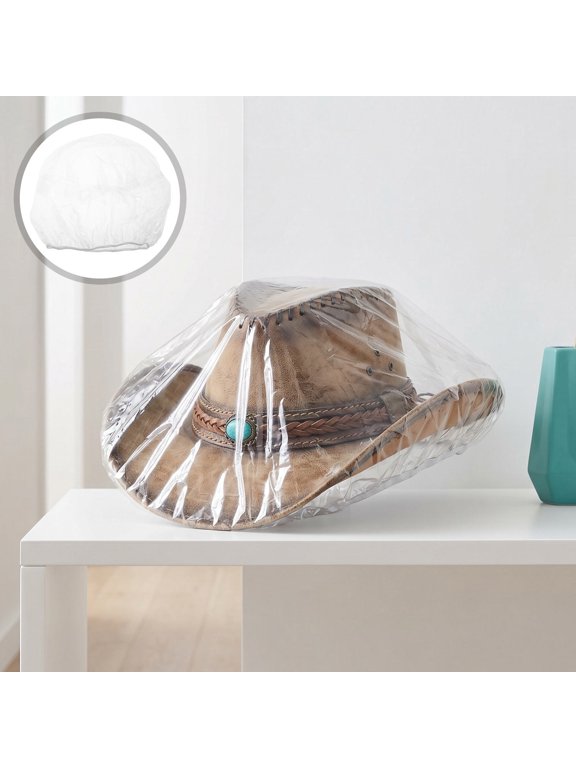 2Pcs Waterproof Plastic Cowboy Hat Sleeve Transparent Cover for Dust Protection and Storage
