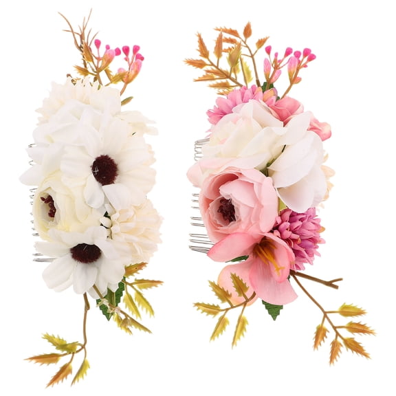 OULII 2Pcs Flower Hair Combs with Elegant Floral Design Lightweight Bridal Hair Accessories