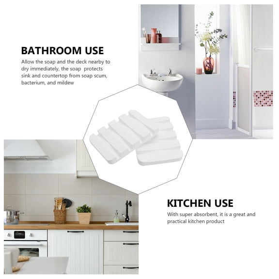 OULII 2Pcs White Diatomite Soap Mat for Bathroom Shower Soap Holder with Maximum Water Absorption
