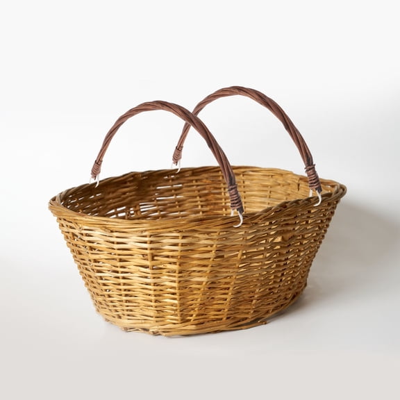 OULII 2Pcs Rattan Basket Handle Accessories Light Brown Rattan Comfortable Grip for Outdoor Use