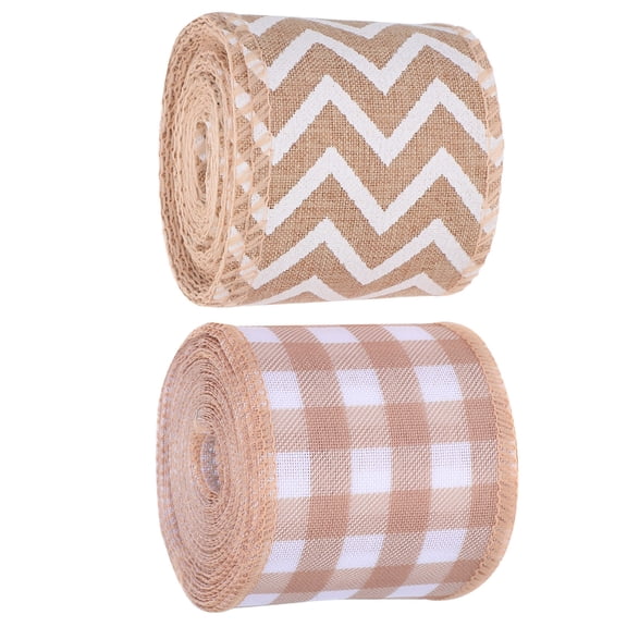 OULII 2Pcs Assorted Color Burlap Ribbon Rolls for Christmas Wrapping and Festive Decor