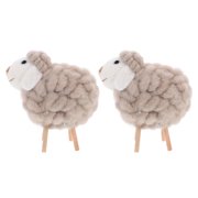 OULII 2Pcs Wool Felt Sheep Figurines for Office and Home