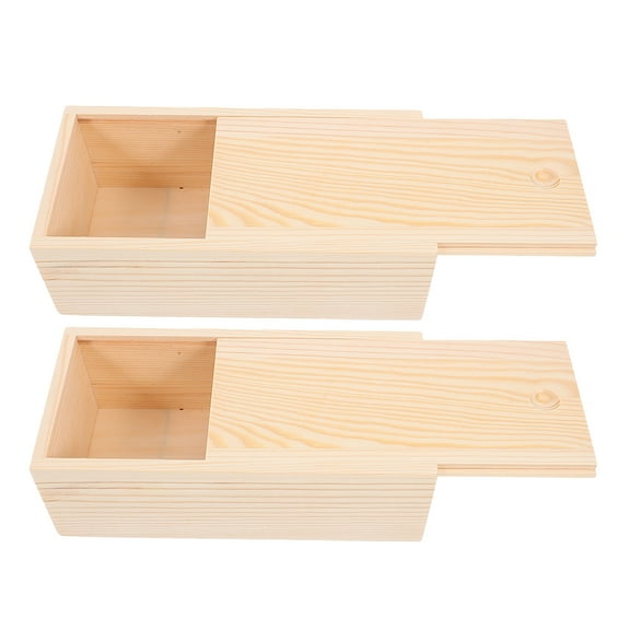 OULII 2pcs Small Wooden Box Rustic Keepsake Storage For Jewelry And Crafts Beige