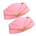 thumbnail image 1 of OULII Women Flight Attendant Hat Felt Stewardess Hat Pink 2Pcs, 1 of 5
