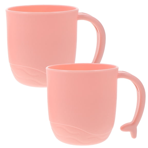 OULII 2pcs Bathroom Toothbrush Holder Plastic Cups PP Dolphin Tail Handle for Camping