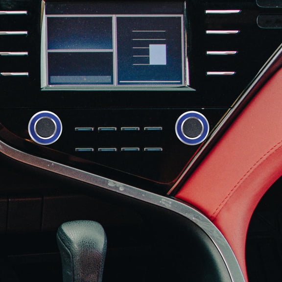 OULII 2pcs Air Conditioner Knob Trim Blue Aluminum Alloy Replacement Decorative Ring