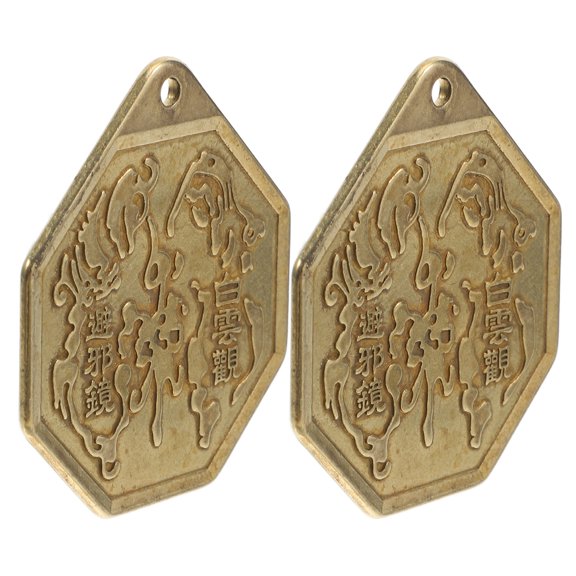 OULII 2pcs Decorative Mirror Chinese Bagua Mirror Copper Retro Reflection Home Decor Friends