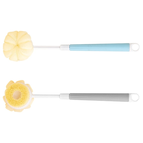 OULII Dual-Use Bath Brush Soft Bristles Extended Handle for Shower Assorted Color 2Pcs