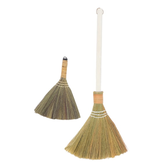 OULII Soft Broom Multi-Color Natural Straw for Home Use Gentle Cleaning