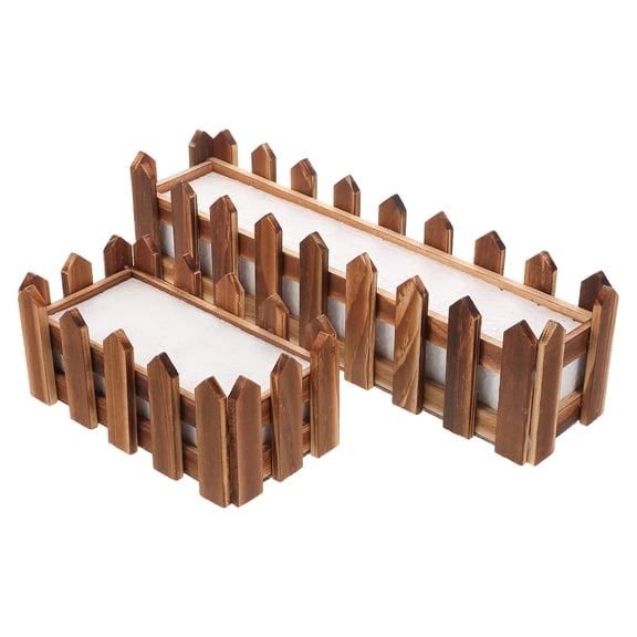 OULII 2-Pack Wooden Picket Fence Planter in Coffee Color with Foam Insert for Indoor and Outdoor Decor