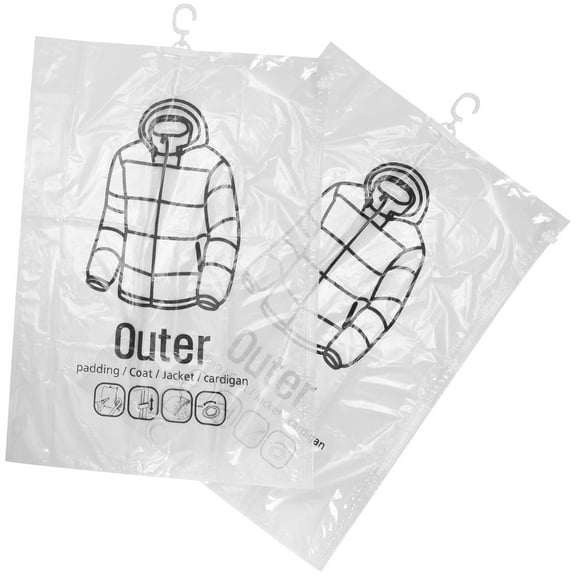 OULII 2pcs Hanging Clothes Cover Vacuum Bag Storage Bags Space Pouch Clothes Vacuum Bag for Travel ( )