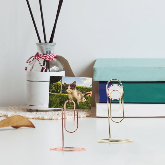 OULII 2Pcs Metal Photo Clip Stand for Desk Assorted Color Business Card Holder Organizer