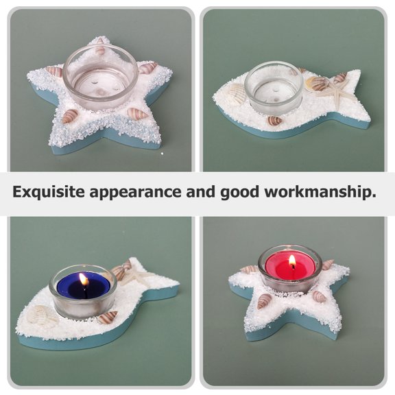 OULII 2pcs Nautical Candlestick Holder Glass Table Decoration for Beach Themed Events