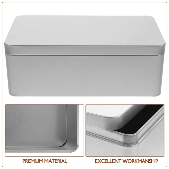 OULII 2-Pack Rectangular Tin Boxes with Lids, Empty Metal Tea Tins for Loose Leaf Tea, Candy, Coffee, Spice Storage Containers