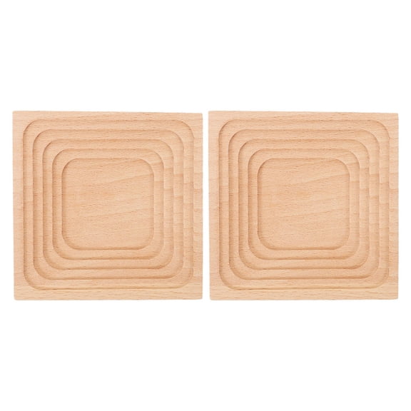 OULII 2Pcs Japanese Style Beige Wood Serving Trays with Wave Pattern for Food and Fruit Platter