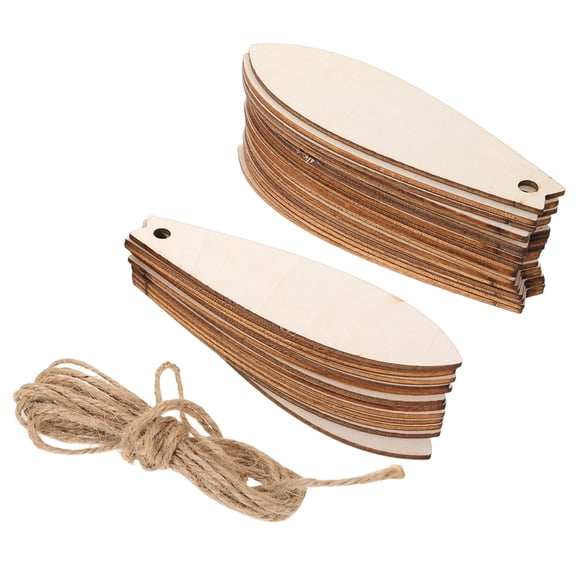 OULII Unfinished Wooden Surfboard Shapes Beige for Painting and Crafting 30Pcs