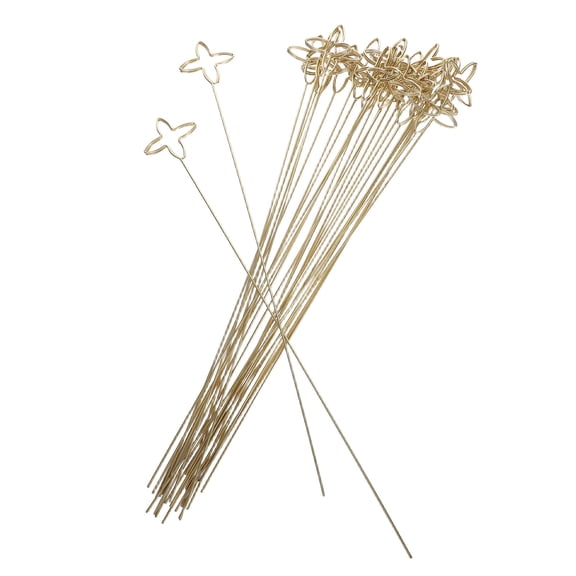 OULII 30Pcs Plated Gold Floral Card Picks Clips Metal Wire Holders for Wedding Party Table Decorations