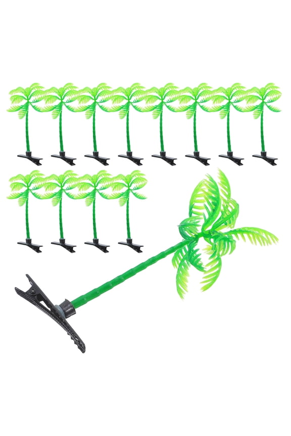 30Pcs Coconut Tree Hair Clips For Women Headwear In Green Plastic And Iron For Beach Themed Parties