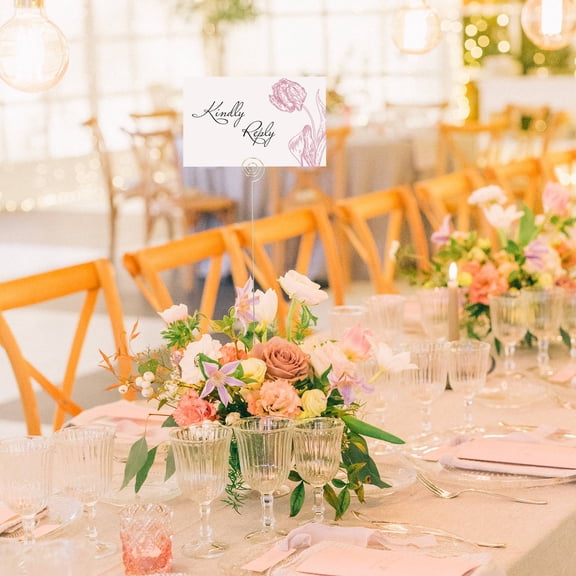 OULII 30Pcs Plated Gold Metal Floral Place Card Holder Sticks Elegant Photo Memo Clip