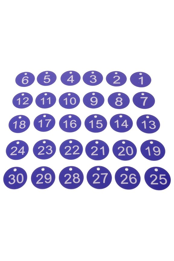 30Pcs Round Plastic Number Labels for Sequential Key and Stock Identification