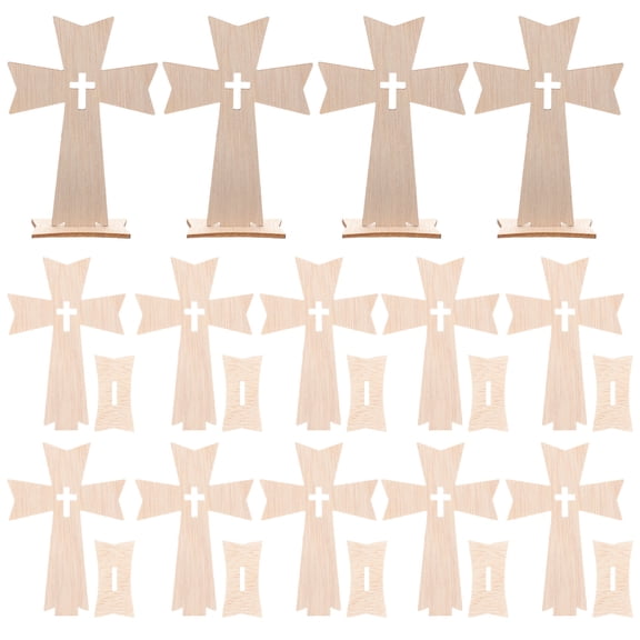 OULII 30Pcs DIY Paintable Wooden Cross Slices Khaki Color for Wooden Ornaments and Decorations