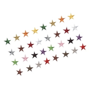 OULII 38-Piece Assorted Color Embroidery Patch Stickers with Star Designs for Backpacks, Jackets, and Costumes