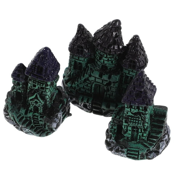 OULII 3PCS Underwater Miniature Decoration - Green Resin Aquarium Caves and Hides for Reptiles
