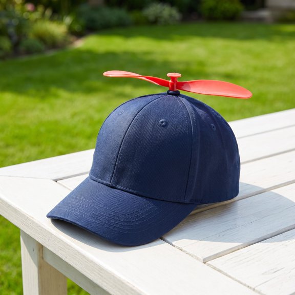 OULII 3-Pack Assorted Color Baseball Caps with Detachable Spiral Propeller Topper for Hat Decoration