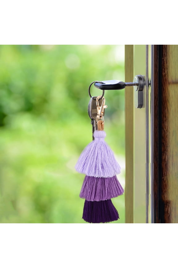 3-Pack Cotton Thread Tassel Keychains Handcrafted Bag Charms for Purse and Handbag Decoration