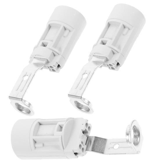 OULII 3Pcs White E14 Screw Base Lamp Holder Vintage Pipe Light Socket for Lamp Use with European Style