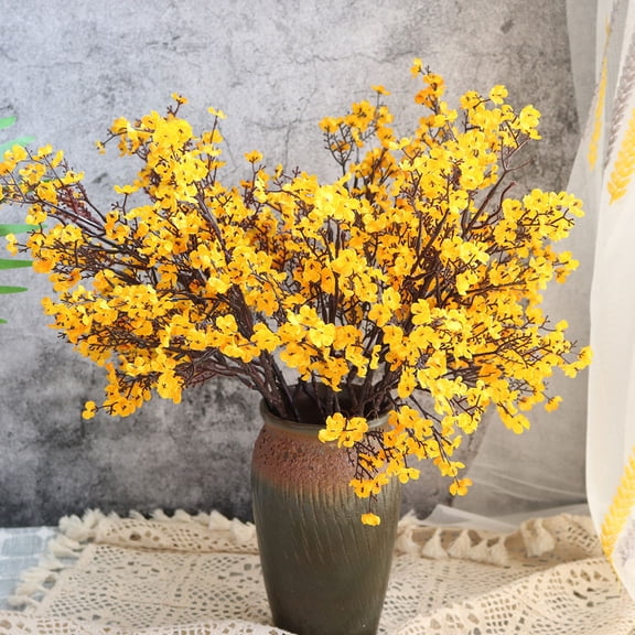 OULII  3Pcs Orange Silk Faux Flowers for Home and Wedding Decor