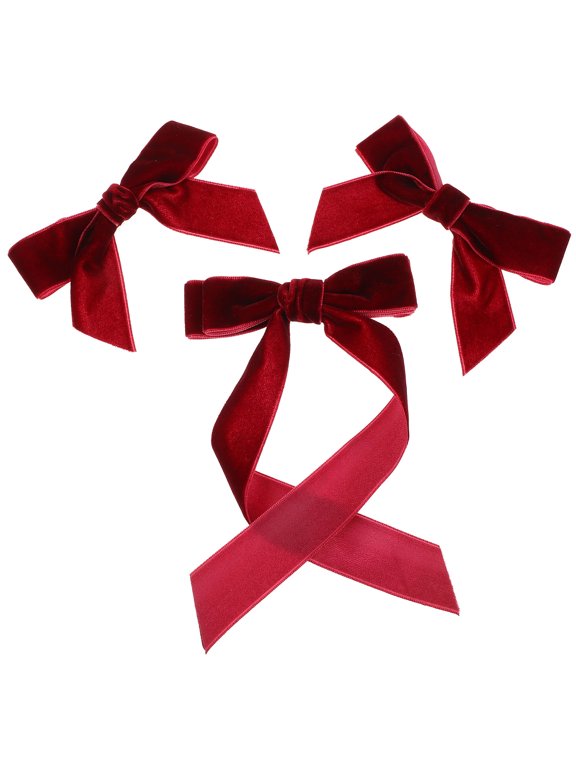 Set of 3 Red Velvet Bow Hair Clips Stylish and Comfortable Hair Accessories for Women and Girls All Hair Types