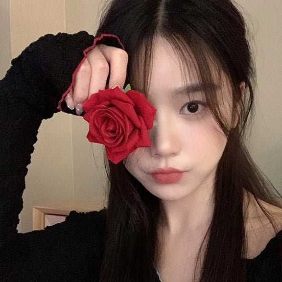 OULII 3Pcs Simulated Rose Hairpins Rose Flower Hair Clips for Wedding and Travel