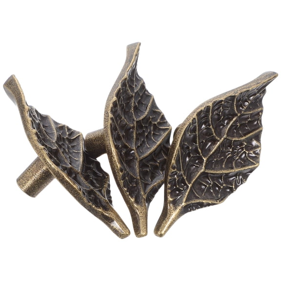OULII 3Pcs Leaf Drawer Pulls Coffee Zinc Alloy Leaf Design Knob Handles for Wardrobes Cupboards
