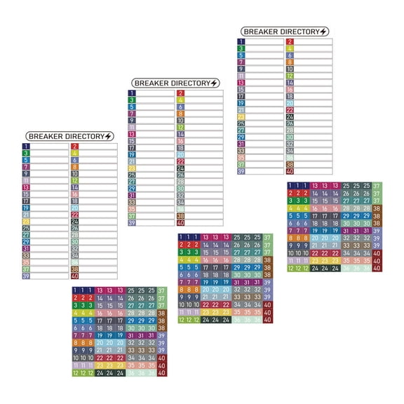OULII 3 Sets Modern Electrical Panel Stickers with Self-Adhesive Numbered Labels for Home and Office Use