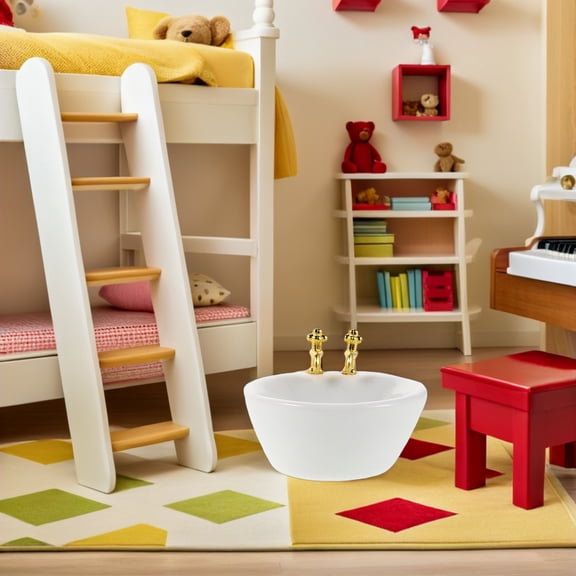 OULII 3-Piece Miniature Bathroom Sink Set White Porcelain Accessories for 1:12 Scale Dollhouse