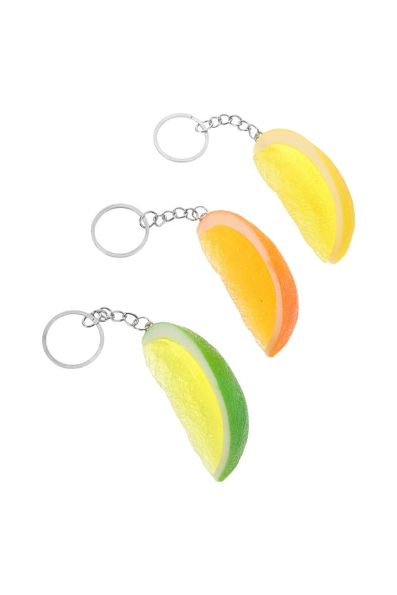 3Pcs Realistic Fake Fruit Lemon Keychain Set Assorted Color Decorative Artificial Fruit Accessories for Bags