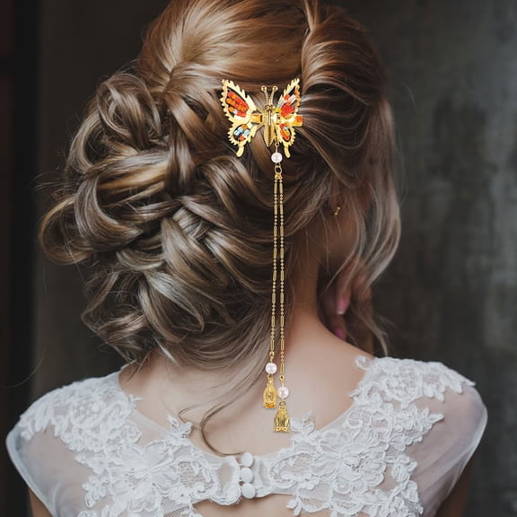 OULII 3pcs Hair Clips For Women Luxury Hair Accessories For Women Metal Butterfly Hair Clips Hair Barrettes Women Hair Accessories Tassel Clip