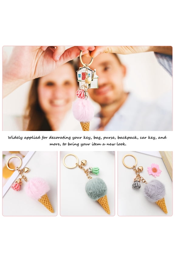 3pcs Ice Cream Keychain Decor Plush Green Cute Design for Giving